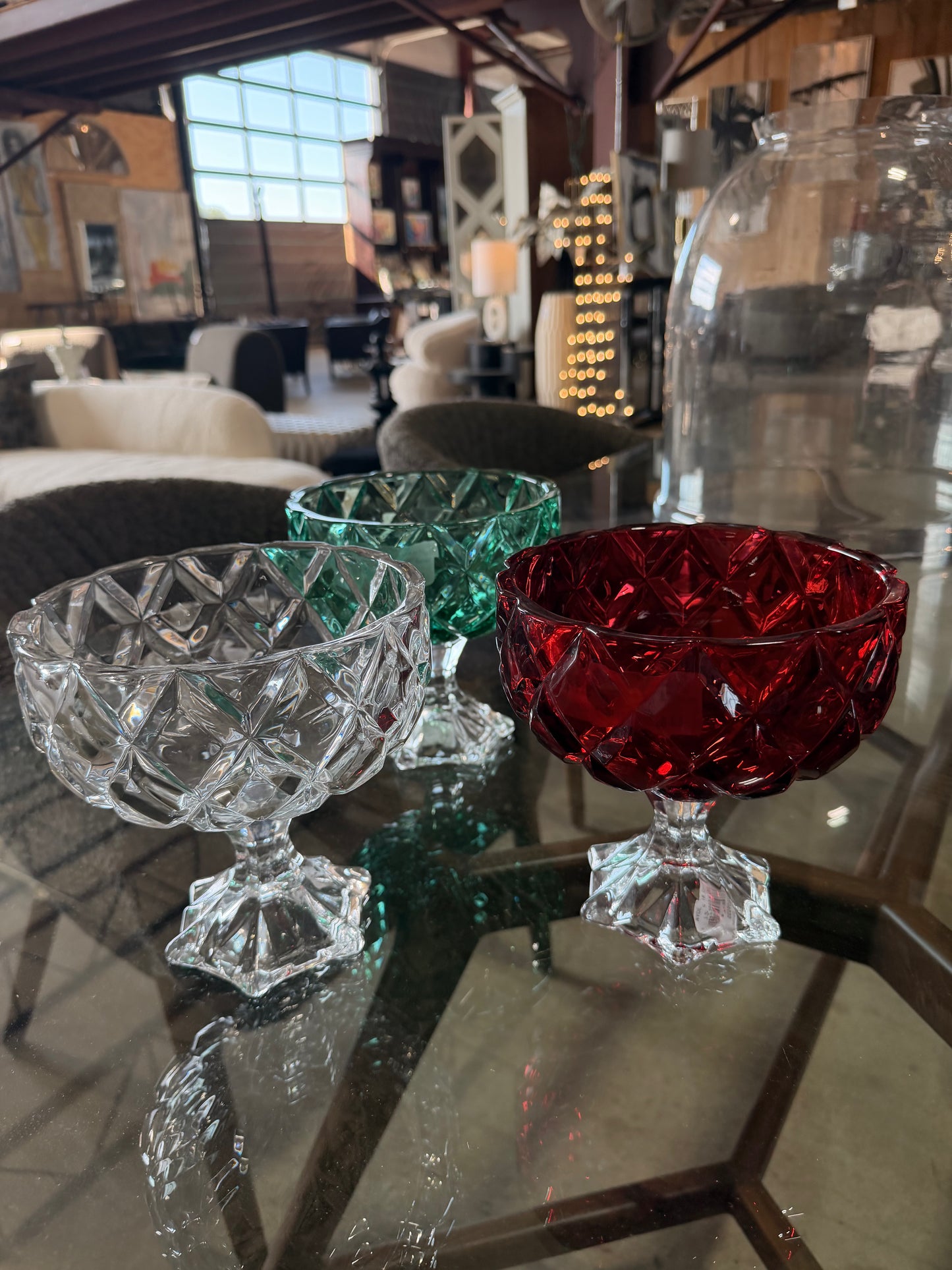 Cut Glass Pedestal Dish 8 inch