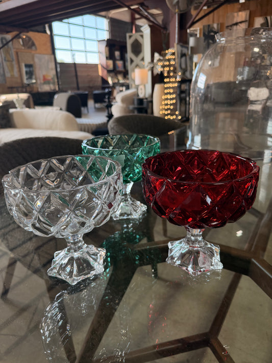 Cut Glass Pedestal Dish 8 inch