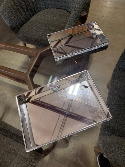Mirrored Crystal Trays - Big