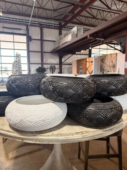 Wooden Carved Bowl - White