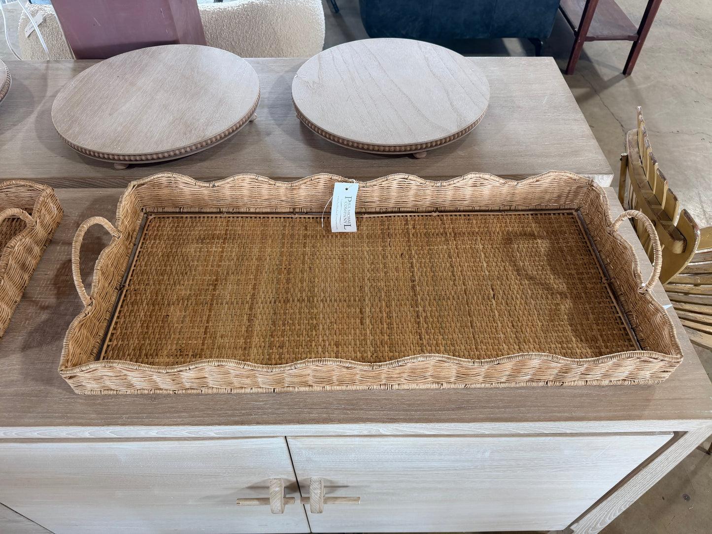 Large Wicker Scalloped Tray