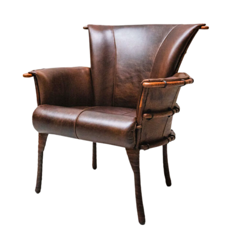 Chocolate Leather Navajo Chair