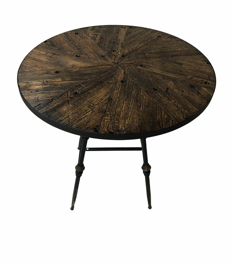 Round Reclaimed Oak Counter Height Bar Table