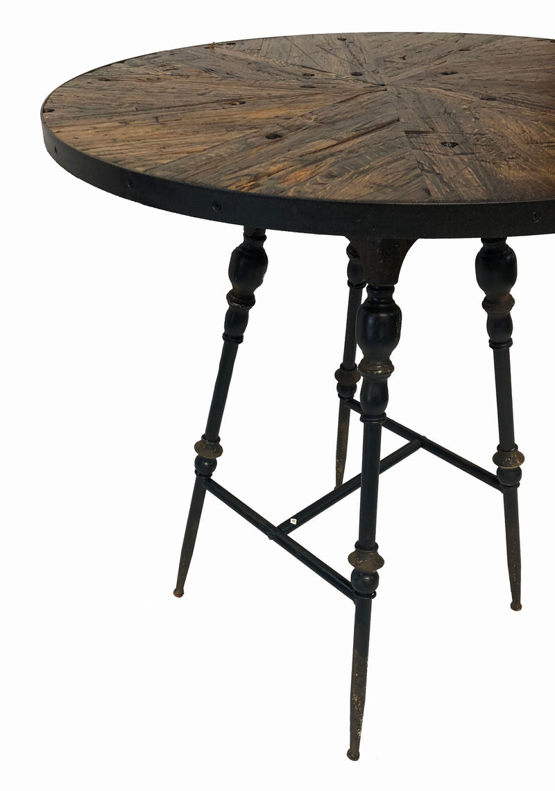 Round Reclaimed Oak Counter Height Bar Table