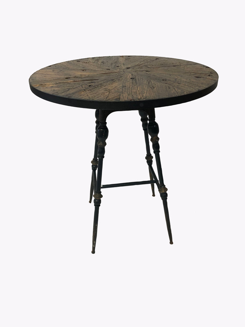 Round Reclaimed Oak Counter Height Bar Table